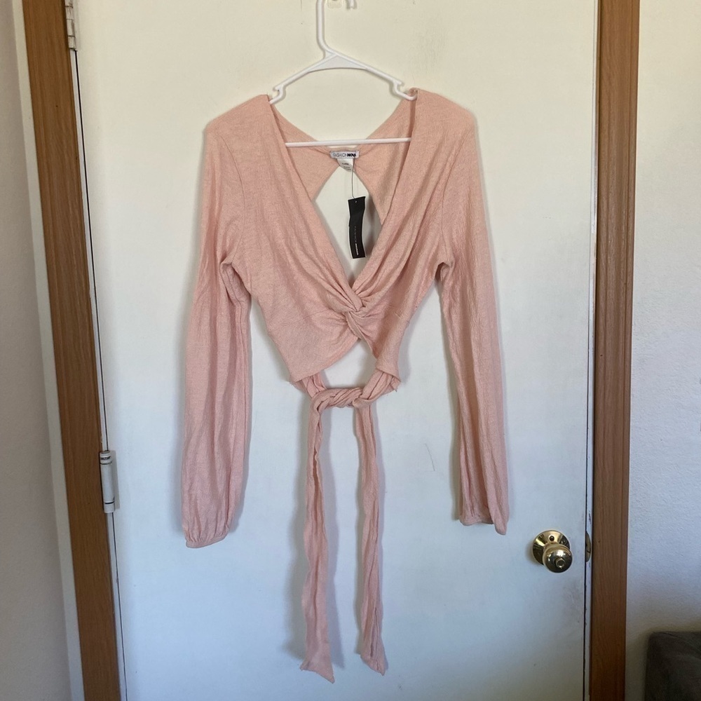 Fashion, nova extra, large, twisted and confused, blush, pink crop top Thai back